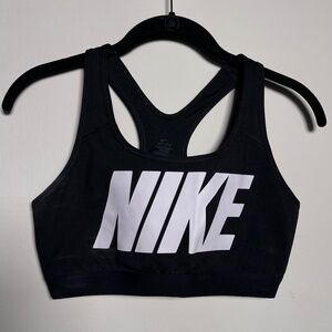 Nike Women's Black /White Pro Classic Oversized Text Logo Sports Bra Large